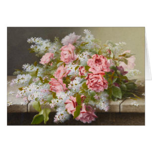 Vintage rosa Rosen-und weißefliedern