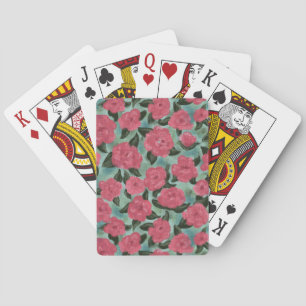 Vintage rosa Rosen und wunderschönes Aquamarin Spielkarten
