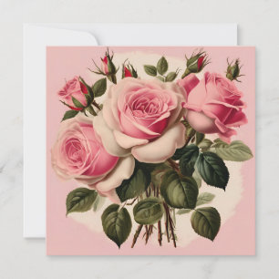 Vintage-Rosa-Rosenstrauß Karte