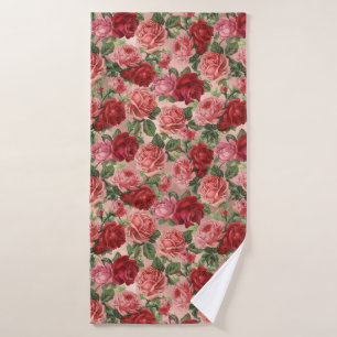 Vintage Rosa Rote Blüte auf Rosa Rose Gold Badehandtuch