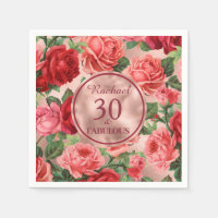 Vintage rosa Rote Rosen 30 und fabelhafter Geburts