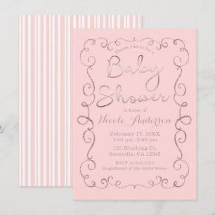 Vintage Rosa Rouge Glitter Roségold Babyparty Einladung