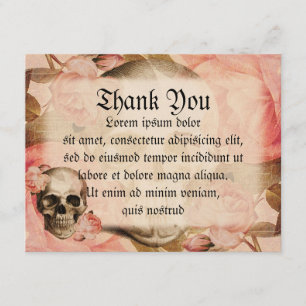 Vintage Rosa-Schädel-Collage Dankeskarte