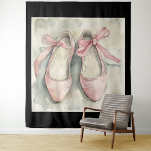 Vintage-Rosa Schleifen-Ballett-Flats Wandteppich