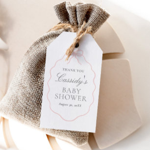 Vintage-Rosa-Schleifen-Mädchen-Baby-Party Geschenkanhänger