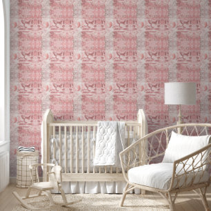 Vintage rosa Schmetterling und Spitze Babyzimmer Tapete