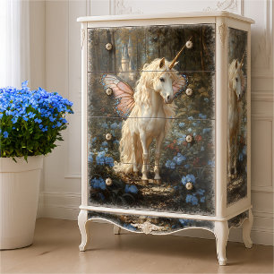 Vintage rosa Schmetterlings-Fee-Pferd-Decoupage-Ku Seidenpapier