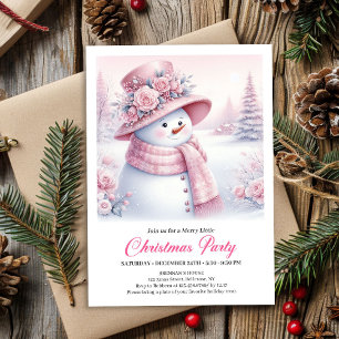 Vintage-Rosa-Schneemann-Kinder-Weihnachtskarte zum Einladung