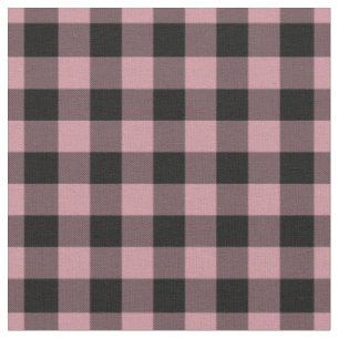 Vintage Rosa & Schwarz Kariert Gingham Stoff