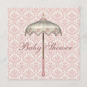 Vintage rosa Sonnenschirm Baby Mädchen Shower Einladung