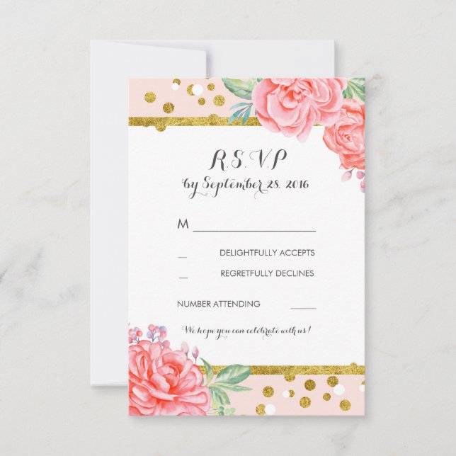 Vintage Rosa Streifen Hochzeit Rsvp (Vorderseite)