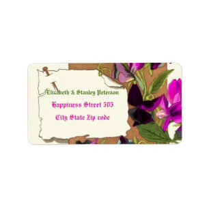 Vintage Rosa-Süßkarpfen Blume Hochzeitslabel Adressaufkleber