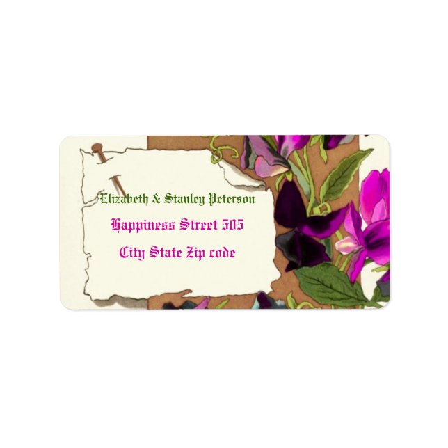 Vintage Rosa-Süßkarpfen Blume Hochzeitslabel Adressaufkleber (Vorne)