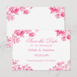 Vintage Rosa Toile Blume Hochzeit Save The Date