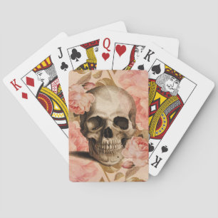 Vintage-Rosa-Totenkopf-Collage Spielkarten