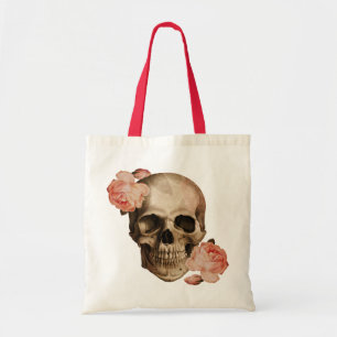 Vintage-Rosa-Totenkopf-Collage Tragetasche