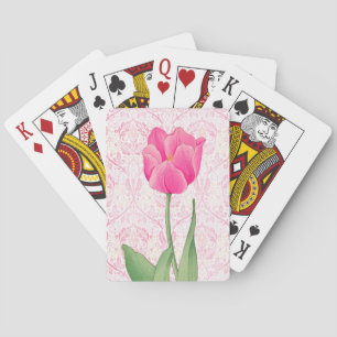 Vintage rosa Tulpen-Blumen Spielkarten