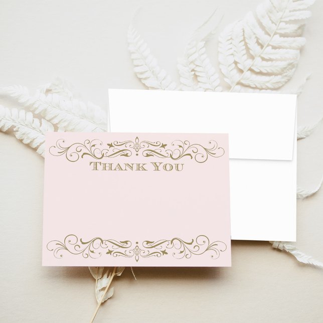 Vintage Rosa- und Antiquitätenhochzeit Geblüht Dankeskarte (Von Creator hochgeladen)