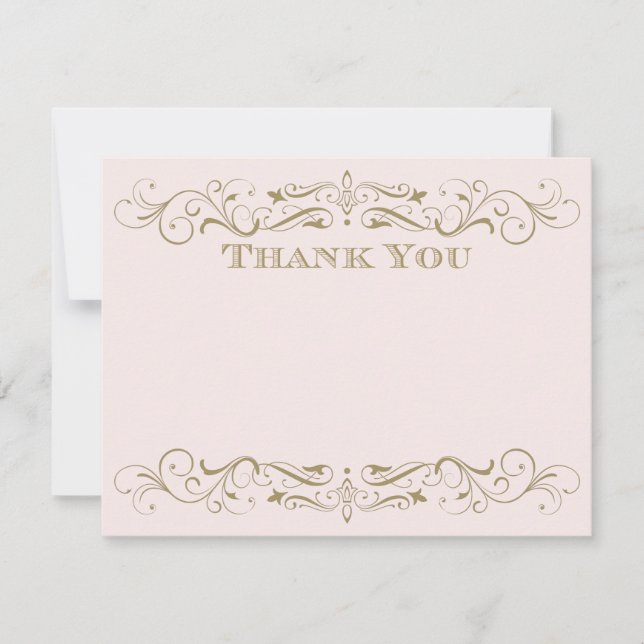 Vintage Rosa- und Antiquitätenhochzeit Geblüht Dankeskarte (Vorderseite)