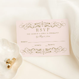 Vintage Rosa- und Antiquitätenhochzeit Geblüht RSVP Karte