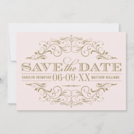 Vintage Rosa- und Antiquitätenhochzeit Geblüht Save The Date
