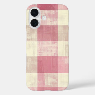 Vintage rosa und creme kariertes Muster iPhone 16 Hülle