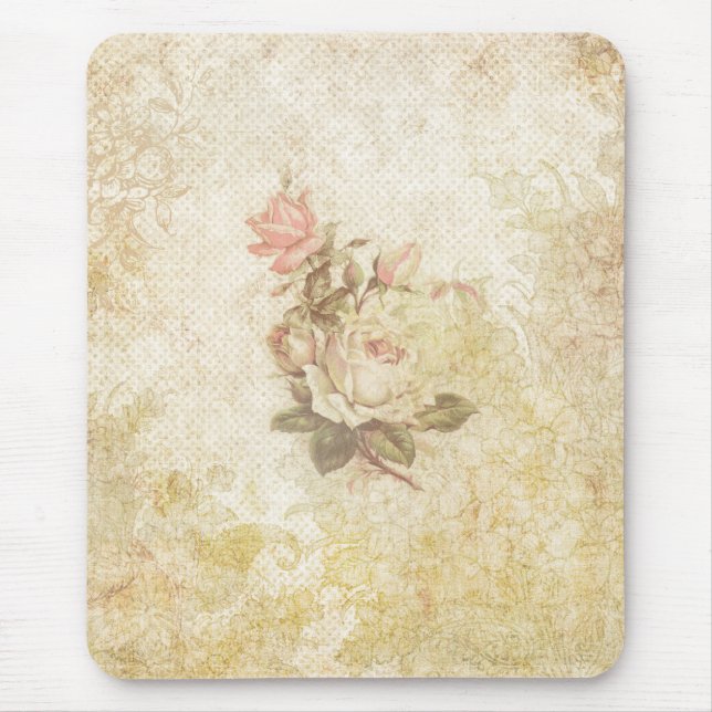 Vintage Rosa und Elfenbeinküste Rose Mousepad (Vorne)