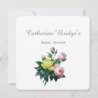 Vintage rosa und gelb-rosa Blume Brautparty Einladung