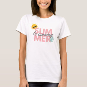 Vintage Rosa und Grau Sommer kommt Typografie T-Shirt