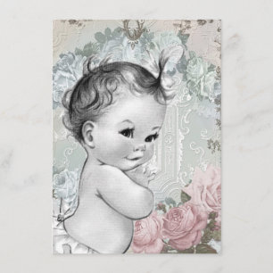 Vintage rosa und graue Baby Shower für Mädchen Einladung