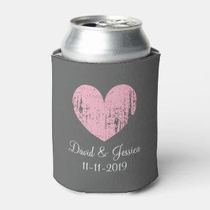 Vintage Rosa- und Grauherz-Hochzeit kann Kühler Dosenkühler
