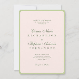 Vintage-Rosa- und Grün-Hochzeit im Stil des alten Einladung