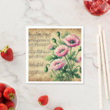 Vintage rosa und grüne Wasserfarben-Mohn-Découpage