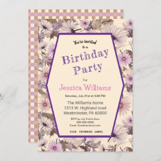 Vintage Rosa und Pfirsichblüten Geburtstag Einladung