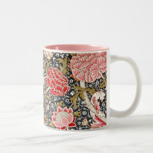 Vintage-Rosa- und rote Blumen von William Morris Zweifarbige Tasse