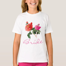 Vintage Rosa und rote Rose Blume Braut Shirt. T-Shirt