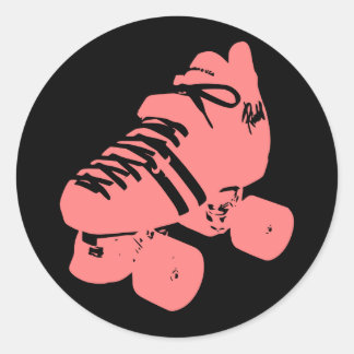 Vintage Rosa- und Schwarz-Roller Derby-Skate-Aufkl Runder Aufkleber