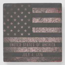 Vintage rosa und schwarzamerikanische Flagge Steinuntersetzer