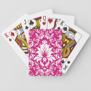 Vintage, rosa und weiße Damaskus mit Blumen 2 Spielkarten