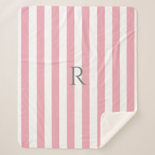 Vintage, rosa und weiße Streifen Sherpadecke
