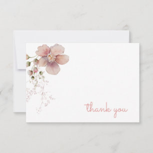 Vintage-Rosa Vielen Dank Florale Notizkarte Dankeskarte