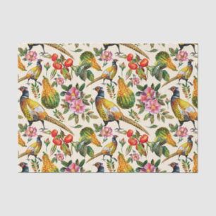 Vintage rosa Vogel-Rosen-Blumen des orange Gelbs Seidenpapier