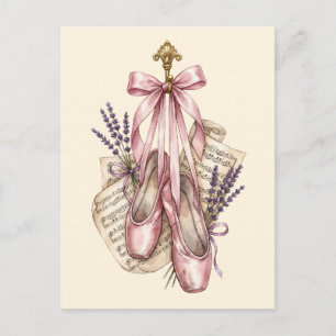 Vintage rosa Wasserfarbe-Ballett-Spitzenballet Sch Postkarte