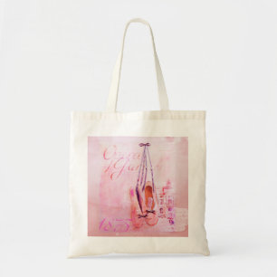 Vintage-Rosa-Wasserfarben-Balletttänzerin-Ballett Tragetasche