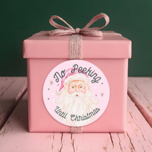 Vintage-Rosa-Wasserfarben-Weihnachtsmann Nicht Spä Runder Aufkleber