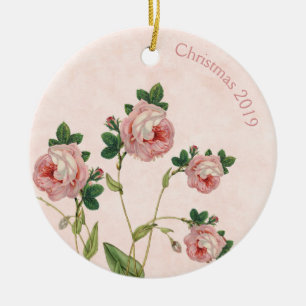 Vintage Rosa Weihnachten Keramik Ornament