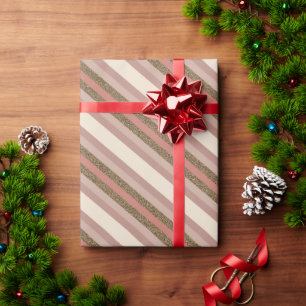 Vintage-Rosa-Weihnachts-Diagonalstreifen Geschenkpapier