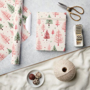 Vintage-Rosa-Weihnachtsbaum Geschenkpapier