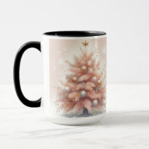 Vintage rosa Weihnachtsbaum-Kaffeetasse