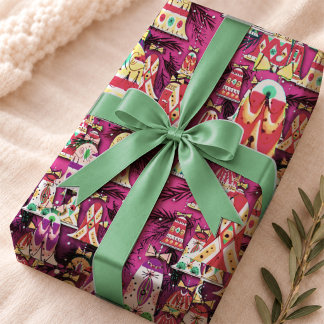 Vintage rosa Weihnachtsglocken Geschenkpapier